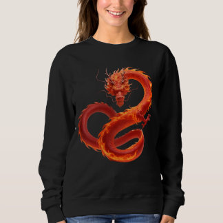 Red Fire Dragon Art | Mythical Flame Dragon Design Sweatshirt