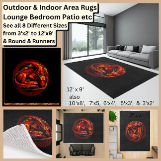 Red Fire Dragon in Celtic Knot Large Area Rug