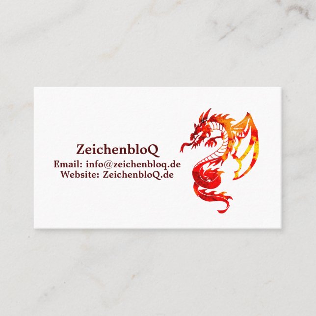 Red Fire Dragon Tattoo Business Card (Front)