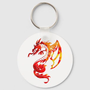 Red Fire Dragon Tattoo Keychain