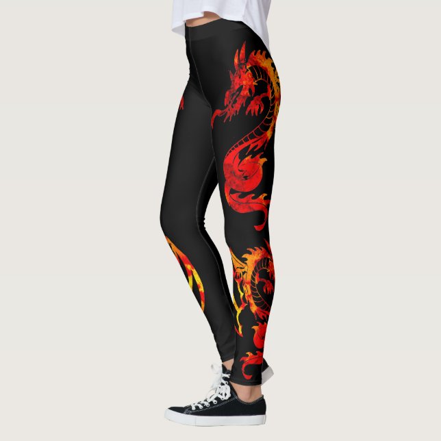 Red Fire Dragon Tattoo Leggings (Left)