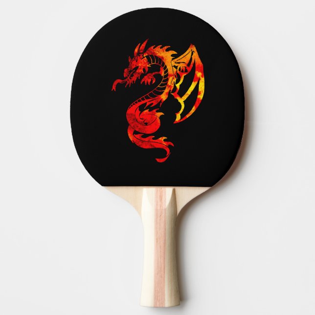 Red Fire Dragon Tattoo Ping Pong Paddle (Front)
