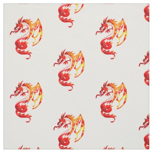Red Fire Dragons Pattern Fabric