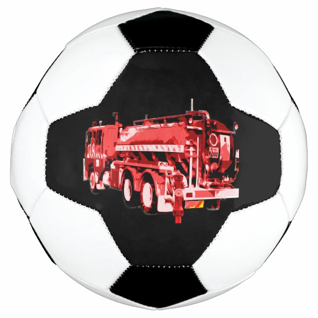 Red Fire Engine Oil Paint,  Soccer Ball (Front)