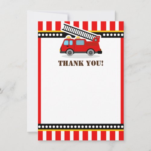 Red Fire Engine Thank You Notes