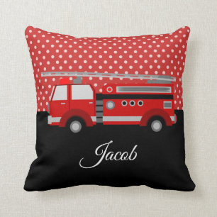 Red Fire Engine Throw Pillow