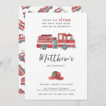 Red Fire Engine Truck Birthday Party Invitation at Zazzle