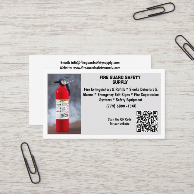 Red Fire Extinguisher Fire Safety   Business Card (Front/Back In Situ)