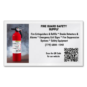 Red Fire Extinguisher Fire Safety   Business Card Magnet