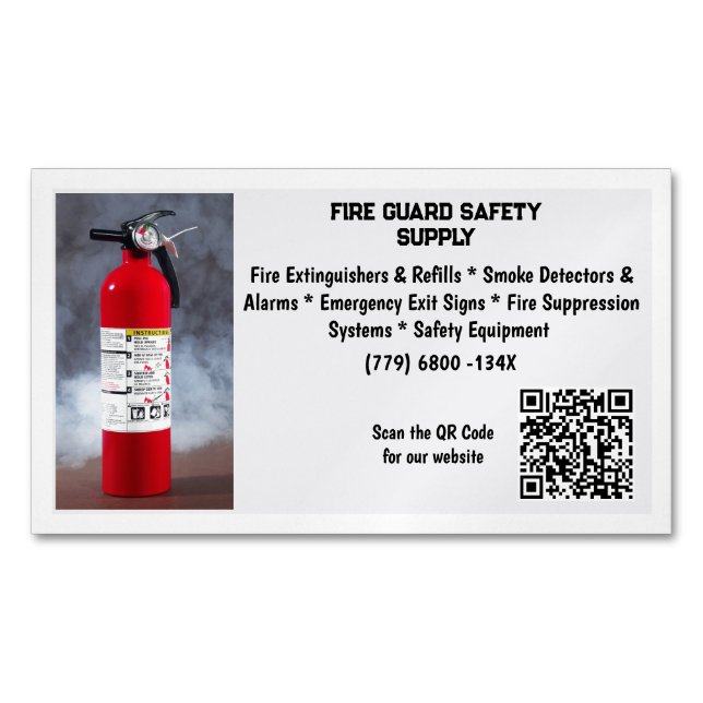Red Fire Extinguisher Fire Safety   Business Card Magnet (Front)