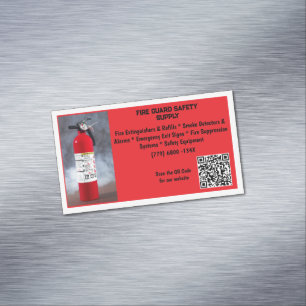 Red Fire Extinguisher Fire Safety Business Card Magnet