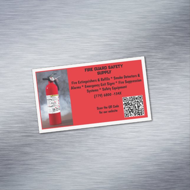 Red Fire Extinguisher Fire Safety   Business Card Magnet (In Situ)