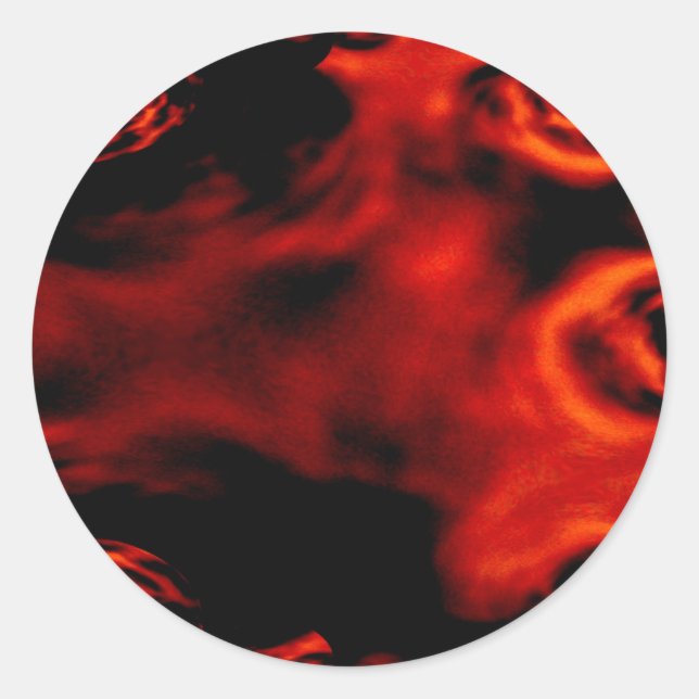 Red Fire Fractal Classic Round Sticker (Front)
