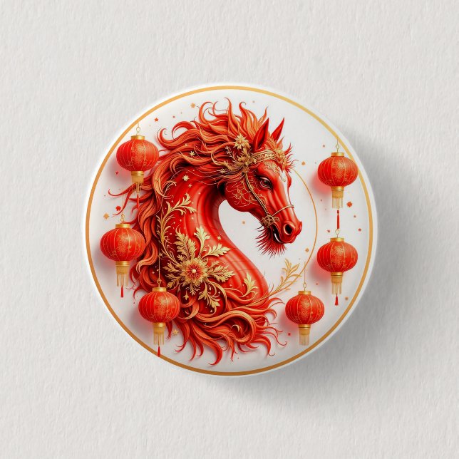 Red Fire Horse – 2026 New Year Celebration Design  Button (Front)