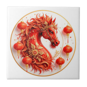 Red Fire Horse – 2026 New Year Celebration Design Ceramic Tile
