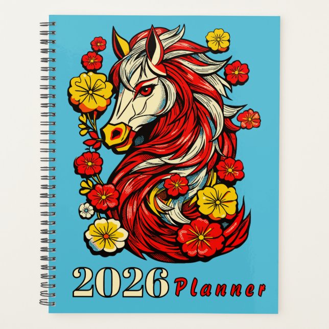 Red Fire Horse – Chinese Zodiac 2026 Planner (Front)