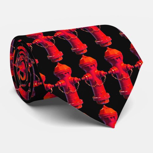 Red Fire Hydrant Tiled  Neck Tie
