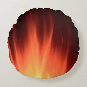 Red fire illustration round pillow