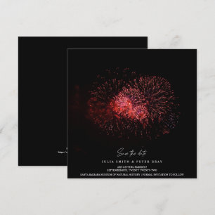 Red Fire on Sky Save The Date Invitation