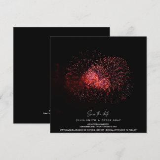 Red Fire on Sky Save The Date Invitation