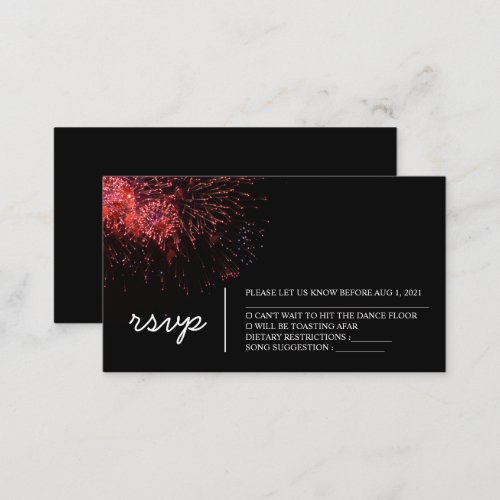 Red Fire on the Sky Wedding Rsvp Card