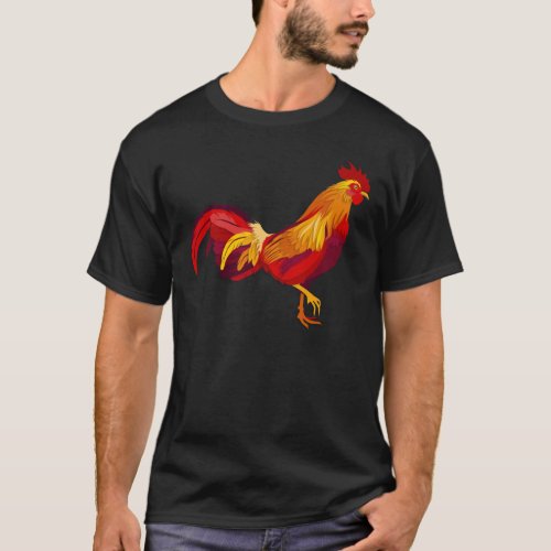 red fire rooster in paper cut style T_Shirt