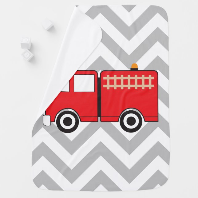 Red Fire Truck Baby Blanket (In Situ)