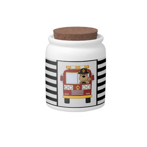 Red Fire Truck Bear Candy Jar