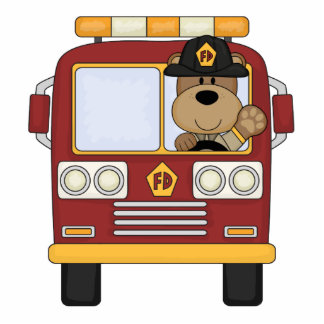 Red Fire Truck Bear Statuette