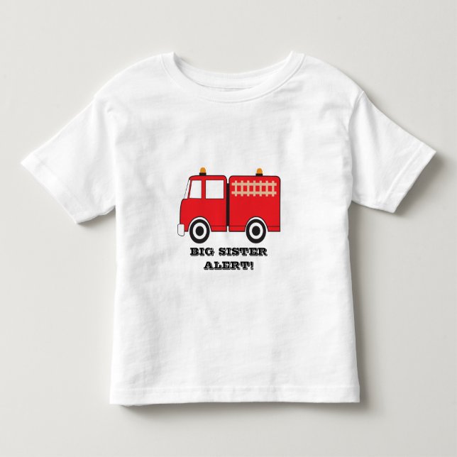 Red Fire Truck Big Sister Alert! Toddler T-shirt (Front)
