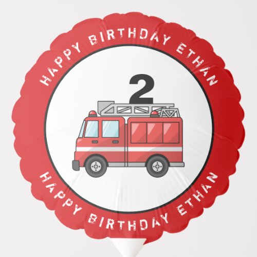 Red Fire Truck Birthday Custom Balloon