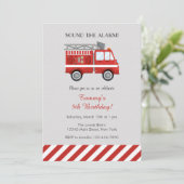 Red Fire Truck Birthday Invitation (Standing Front)