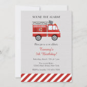 Red Fire Truck Birthday Invitation (Front)