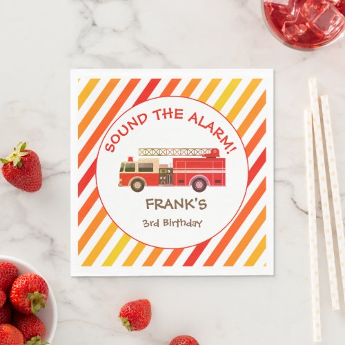  Red Fire Truck Birthday Party Napkins
