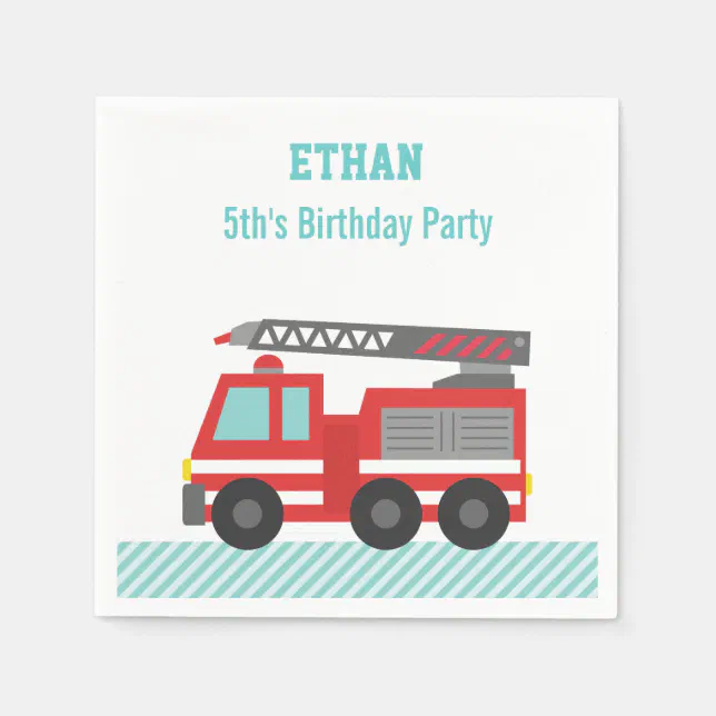Red Fire Truck Birthday Party Paper Napkins Zazzle