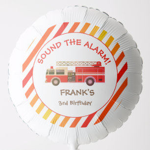 Red Fire Truck Birthday Party Paper Plate Balloon