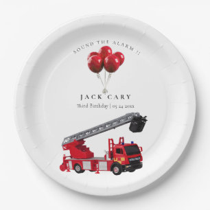 Red Fire Truck Birthday Party Paper Plates