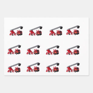 Red Fire Truck Birthday Party Wrapping Paper Sheets