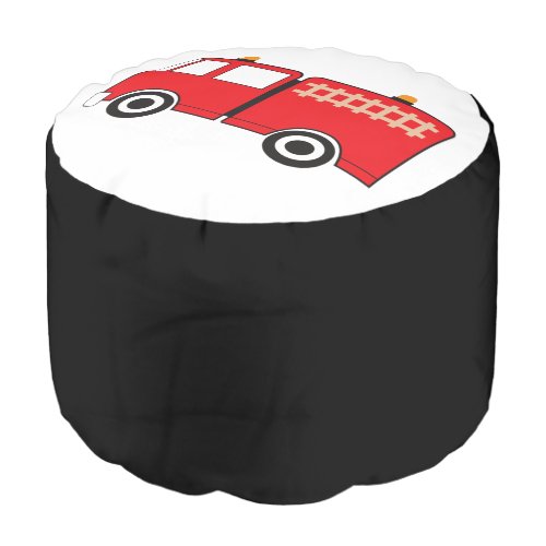 Red Fire Truck Black Color Pouf