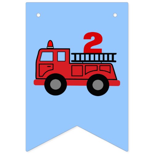 Red Fire Truck Boys Birthday Party Bunting Flags