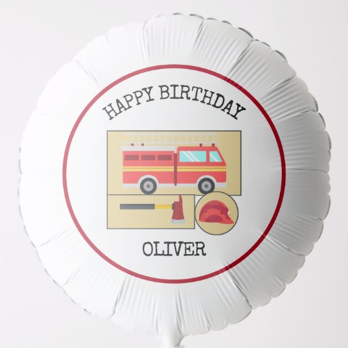 Red Fire Truck  Boys Themed Birthday Balloon