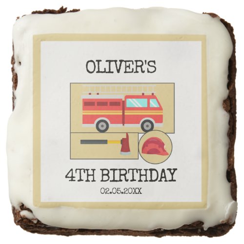 Red Fire Truck  Boys Themed Birthday  Brownie