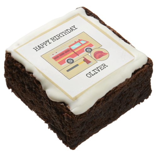 Red Fire Truck  Boys Themed Birthday  Brownie