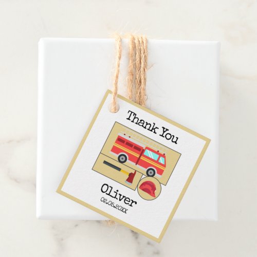 Red Fire Truck  Boys Themed Birthday  Favor Tags