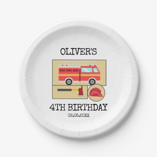 Red Fire Truck  Boys Themed Birthday  Paper Plates