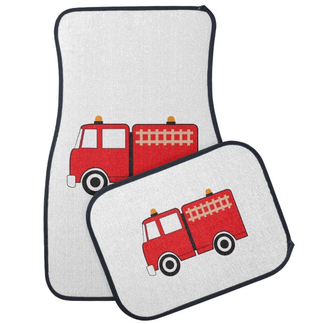 Red Fire Truck Car Floor Mat (Set)