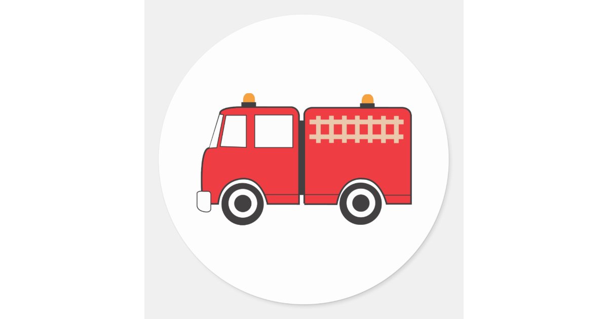 Red Fire Truck Classic Round Sticker | Zazzle