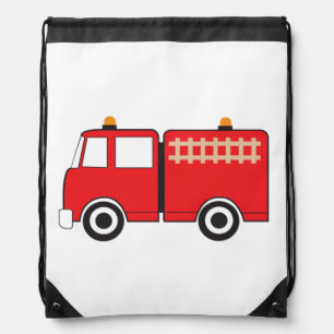 Red Fire Truck Drawstring Bag