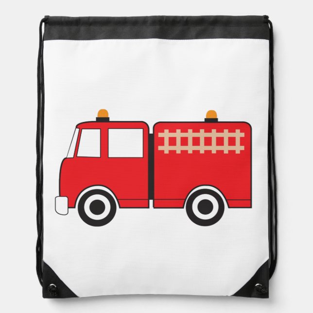 Red Fire Truck Drawstring Bag (Front)