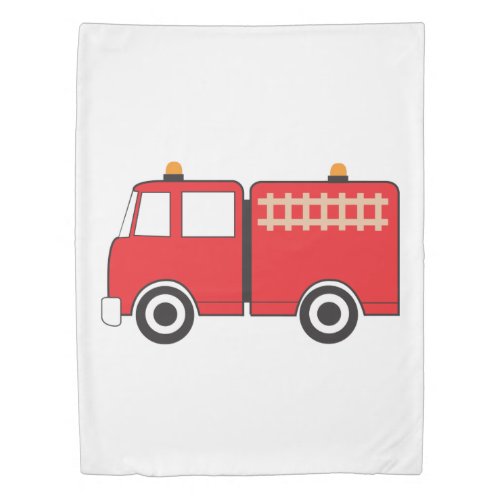 Red Fire Truck Duvet Cover